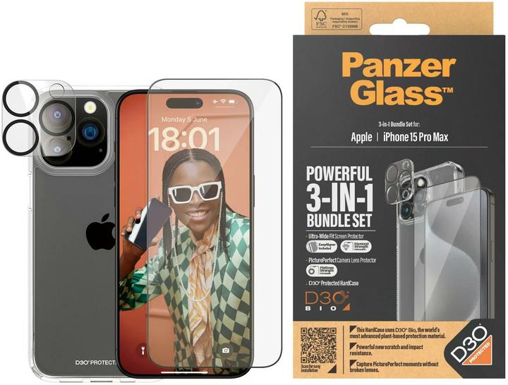 Produktbild PanzerGlass 3-in-1-Pack (1 Stück, Apple iPhone 15 Pro Max)