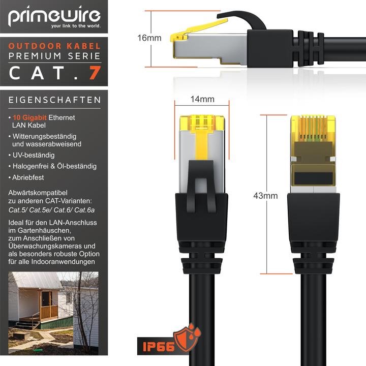 Immagine prodotto Primewire Cavo di rete CAT.7, RJ-45, Ethernet, cavo patch da esterno CAT 7 IP66 10 Gbit/s S/FTP Cavo LAN PiMF (S/FTP, CAT7, 5 m)
