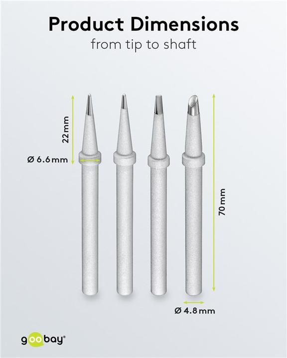 Actual product image Goobay Spare soldering tip set for soldering station AP 2, 4 different types (Soldering tip)