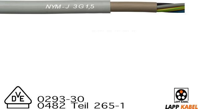 Image du produit Lapp NYM-J 3 G 1,5mm² VDE Câble normalisé Crépi & Béton