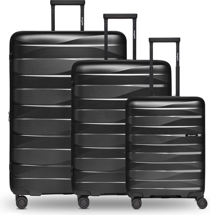 Actual product image Bergpfeil Travel 4-wheel suitcase set, 3-piece, with stretch fold (228 l, XL (from 140l))