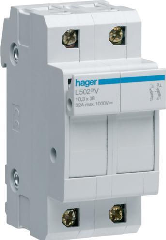 Actual product image Hager Safety base modular PV 2P 10x38mm 1000V (Neozed fuse, 32 A)