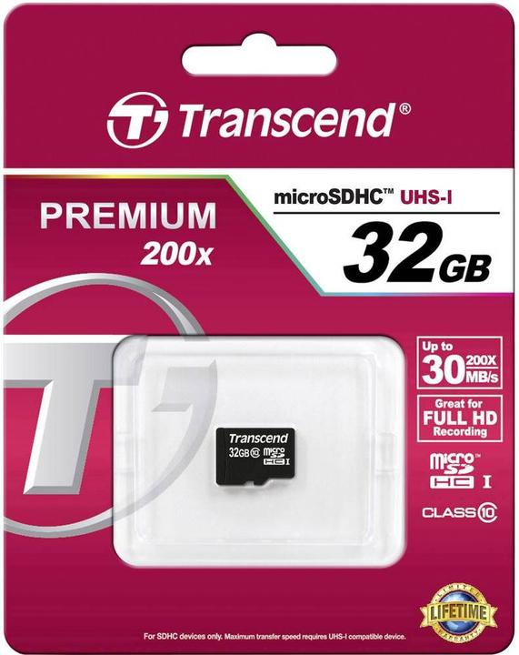 Image du produit Transcend carte microSDHC (32 Go, microSDHC, U1)