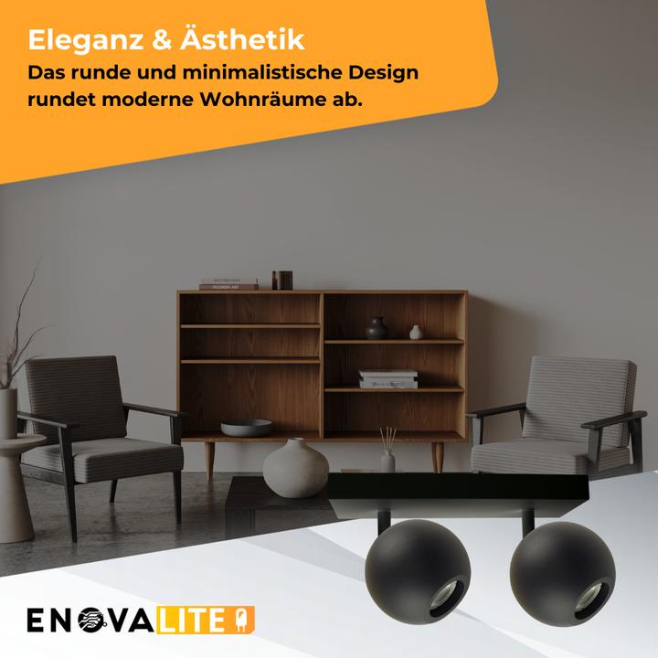 Produktbild Enovalite Deckenleuchte GLOBE, GU10-Fassung, IP20, Ø10cm, 2 flammig, schwarz (GU10)