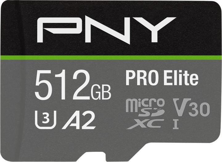 PNY Pro Elite (512 Go, microSDXC, U3, UHS-I)
