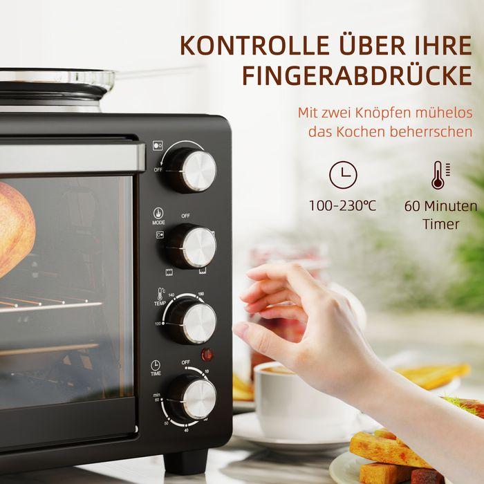 Produktbild Swisshandel24 Minibackofen 28 L 2600W Mini Backofen 100-230℃ 60 Min. Timer Schwarz