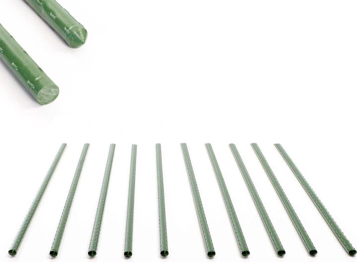 Actual product image Toboli 10x Plant Support Stakes Green 60cm Ø8mm Metal Plastic for Tomatoes and Climbing Plants (0.80 cm, 0.80 cm)