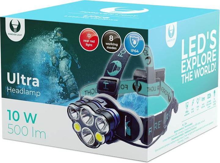 Actual product image Forever LED Headlamp Ultra T6 2x 10W + XP-E 2x 3W 500lm 2x 18650 1200mAh Li-Ion Light (500 lm)