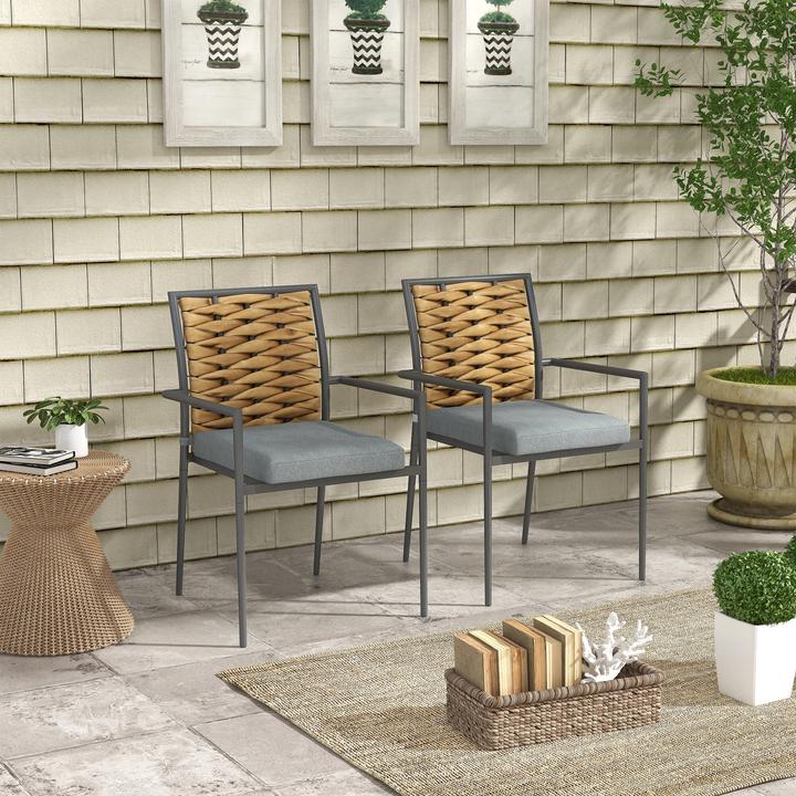 Image du produit Outsunny Chaises de jardin empilables avec coussins