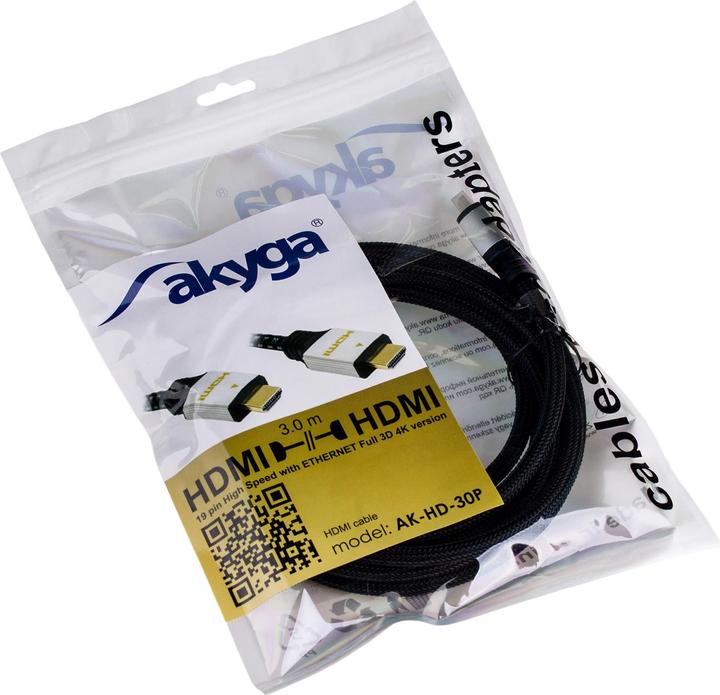 Image du produit Akyga Câble HDMI - HDMI 3m argent (AK-HD-30P) (3 m, HDMI)