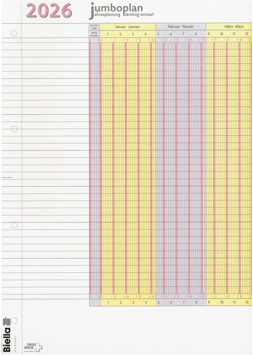 Biella Jumboplan (64.5 x 30 cm, Harter Einband, Deutsch, Französisch, Italienisch, Englisch)