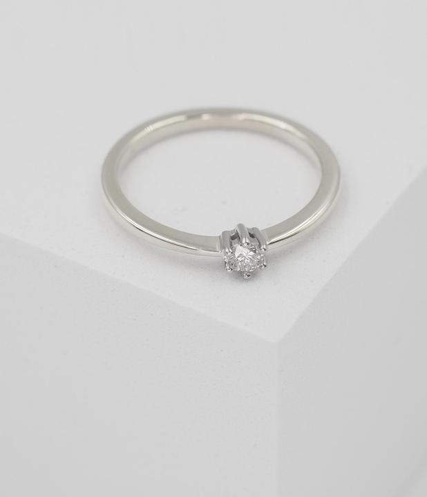 Produktbild Muau Solitaire ring 6-handle setting white gold 750, diamond 0.10ct. (54, 950 Platin)