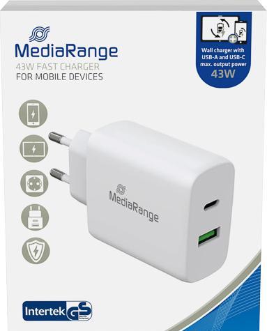 Image du produit MediaRange Chargeur de prise de courant (43 W)