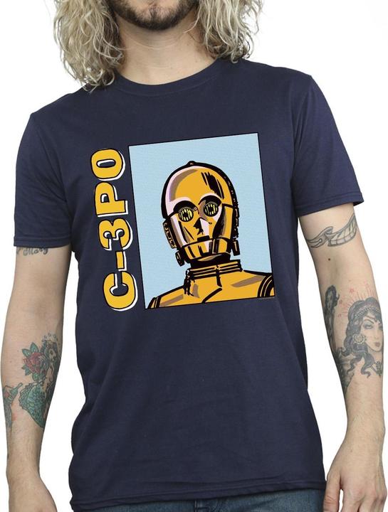 Actual product image Star Wars Mens C3PO Line Art T-Shirt (4XL)