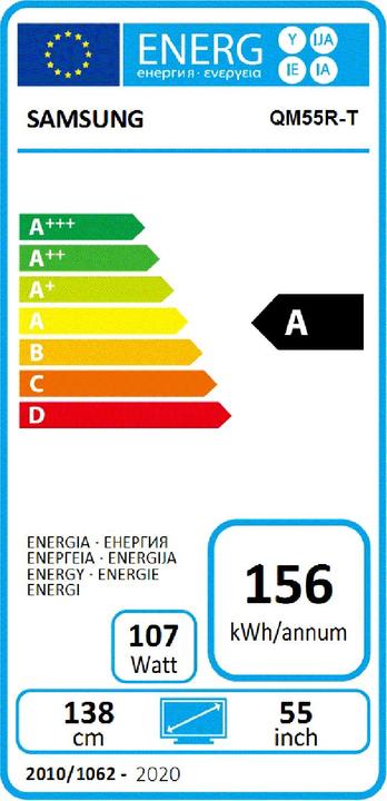 Label énergétique Samsung QM55R-T (3840 x 2160 pixels, 55")