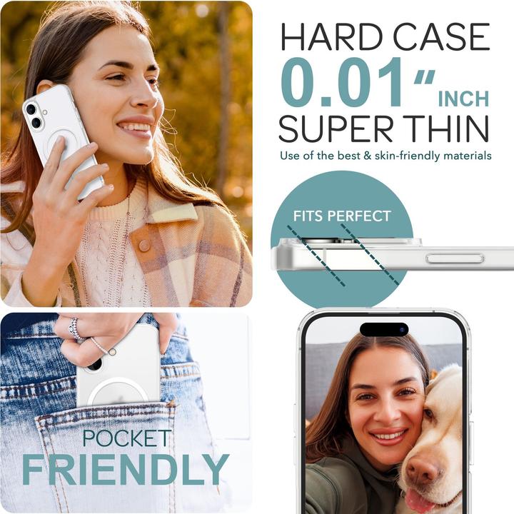 Actual product image Nalia Extremely thin 0.3mm hard case with MagSafe, matt cover (Apple iPhone 16)