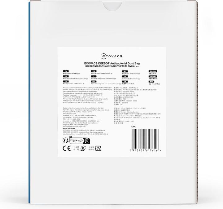 Produktbild Ecovacs Staubbeutel T8+ und N8+/N8 PRO+/T9+ (3 x)
