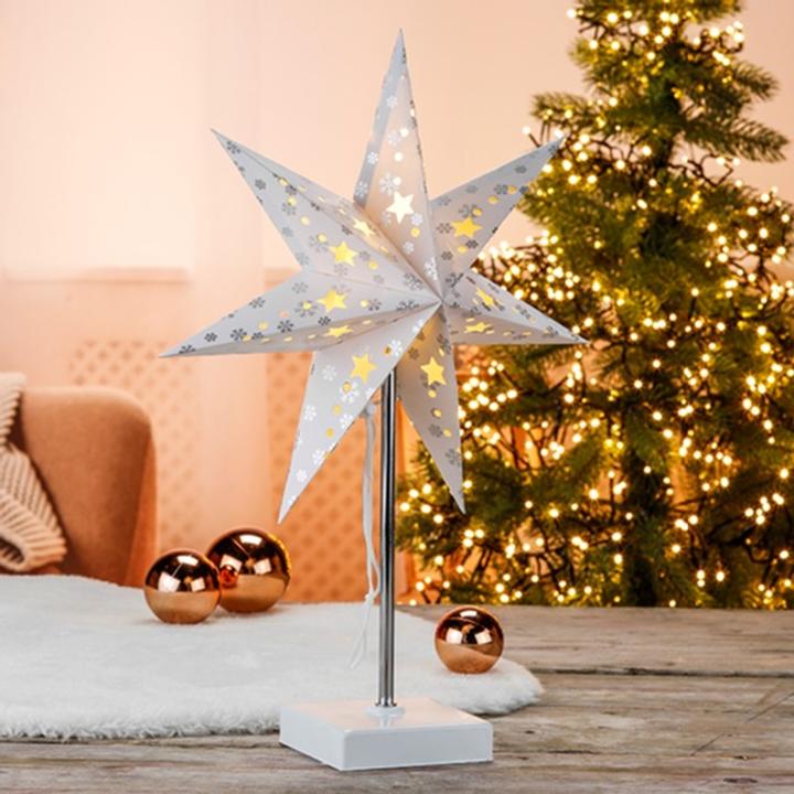 Inda-Exclusiv Papierstern mit LED Weihnachtstern Dekostern Tischlampe H47cm Batterie