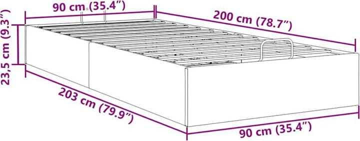 Actual product image VidaXL Ottoman bed without mattress dark grey 90x200 cm velvet (90 x 200 cm)