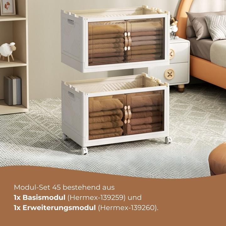 Produktbild Hermex Modul-Set 45 Faltbox Vorratsschrank 1 Basis 1 Erweiterung (45 x 30 x 55 cm)