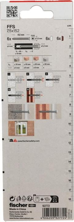 Productafbeelding Fischer Kozijnschraper FFS 7,5x152 K (6) (6 Pcs.)