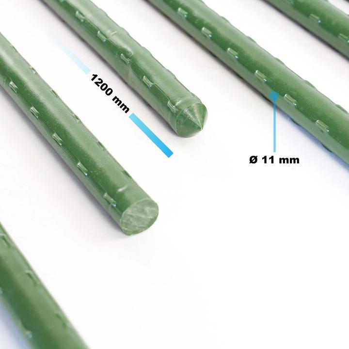 Actual product image Wiltec Toboli 10x plant sticks green 120cm Ø11mm trellis metal plastic tomato stake (120 cm, 1.10 cm)