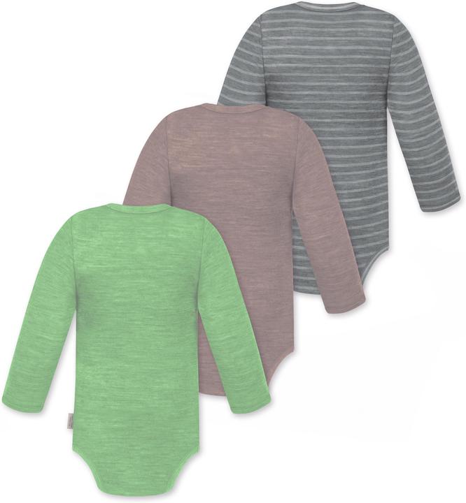 Actual product image Normani 3-pack baby merino long-sleeved body "Tuai" - 9403 (92)