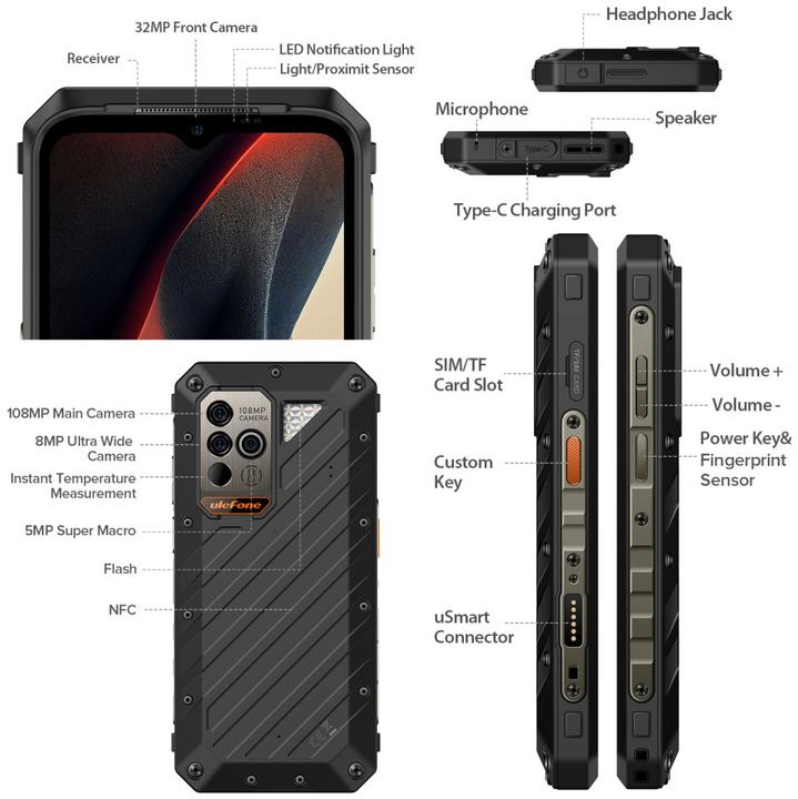 Produktbild Ulefone Power Armor 18 Ultra (512 GB, Schwarz, 6.58", Dual SIM, 108 Mpx, 5G)