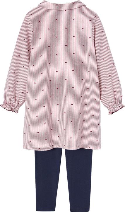 Vertbaudet Gestreiftes Mädchen Flanell-Nachthemd & Leggings
