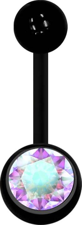 Star Piercing Banane schwarz mit Kugel und Kugel Kristall multicolor (Acryl, ohne Messing)