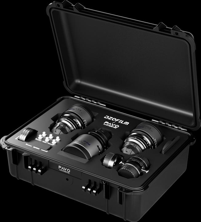 Produktbild Dzofilm Pavo 2x Anamorphic 3-Lens Kit (32/55/100mm T2.1/T2.4) for PL/EF Mount (S35) imperial - Blue (PL, C-Mount)