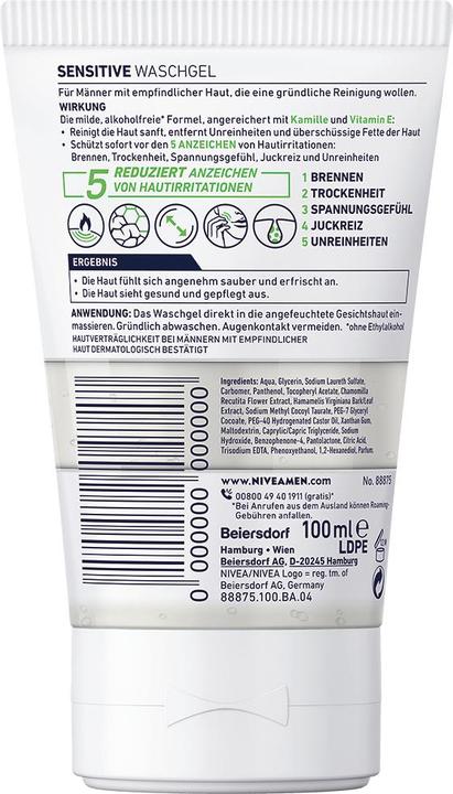 Produktbild Nivea Men Sensitive Gesichtsreinigung (Gel, 100 ml)