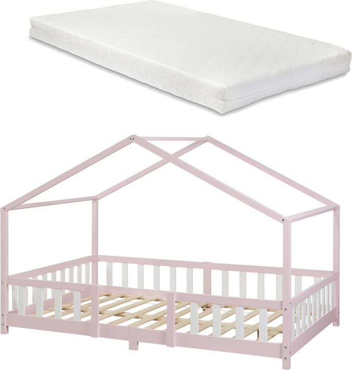 Actual product image En.Casa Treviolo children's bed 120x200 cm with cold foam mattress and lattice Pink (120 x 200 cm)
