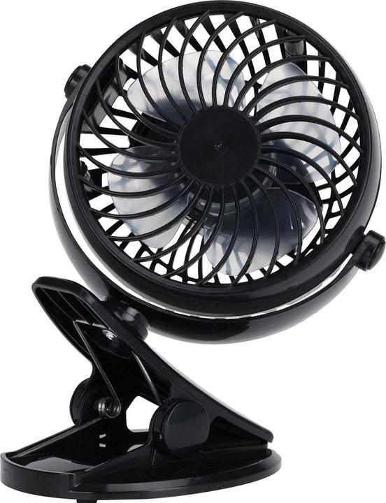 Image du produit H & S Collection Mobiler Ventilator mit Klemme, 3 Modi, schwarz, Akkubetrieb