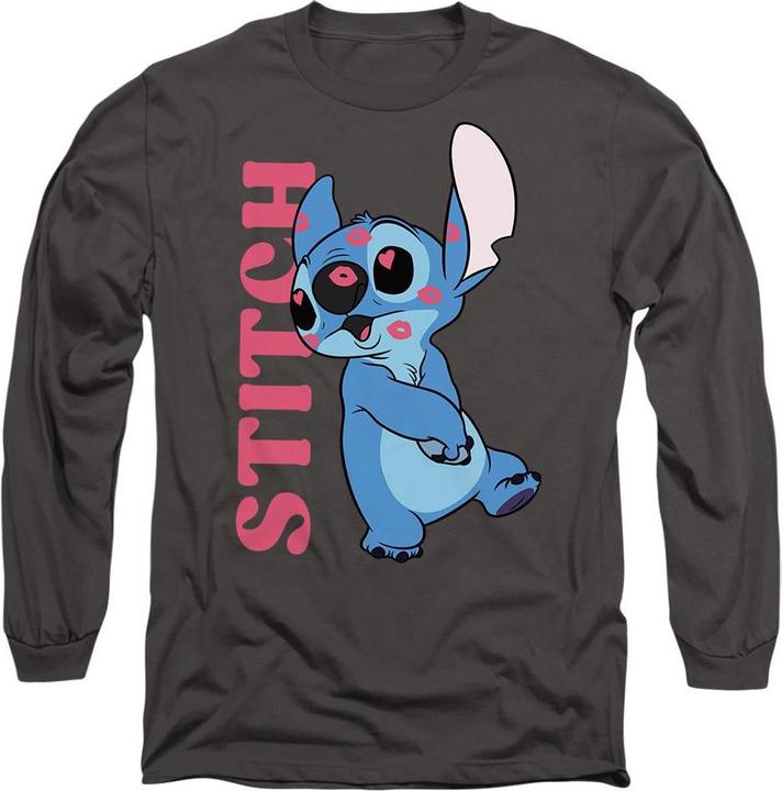 Actual product image Lilo & Stitch Unisex Adult Covered In Kisses T-Shirt (L)