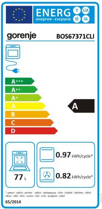 Label énergétique Gorenje GRAVER BOS67371CLI