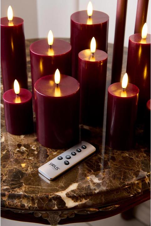 Actual product image Sirius LED Candle Set Sille, 10/12.5/15cm,Bordeaux,Rechargeable (3 x)