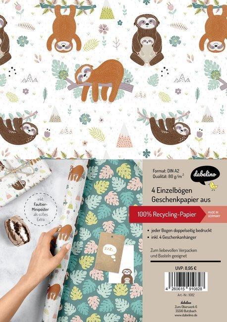 Produktbild Dabelino Geschenkpapier-Set für Kinder: Faultier (Geschenkpapier, 4 x)