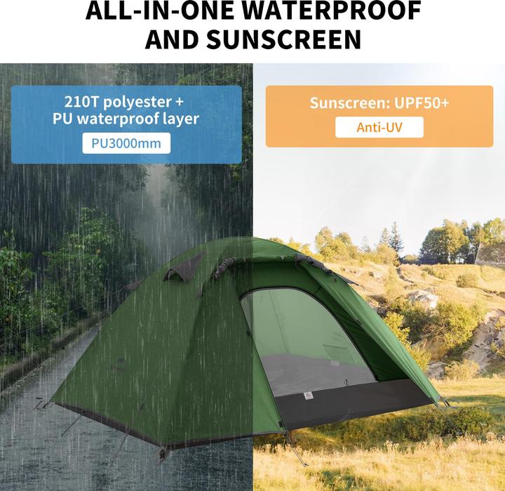 Produktbild Naturehike Namiot P-Series 3 UV NH18Z033-P-Forest Green (2.30 kg, 3 Personen)