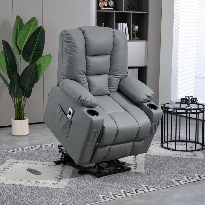 Produktbild Swisshandel24 Relaxsessel Aufstehhilfe elektrisch Fernsehsessel USB Massagesessel Fernbedienung Rollen Grau