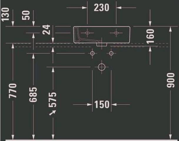 Image du produit Duravit Lave-mains VERO avec lavabo HLB 450x350mm, fermé 1 HL blanc (350 mm, 450 mm)