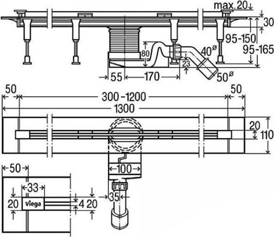 Actual product image Viega SHOWER CHANNEL BASIC UNIT 686277 (1332 mm)