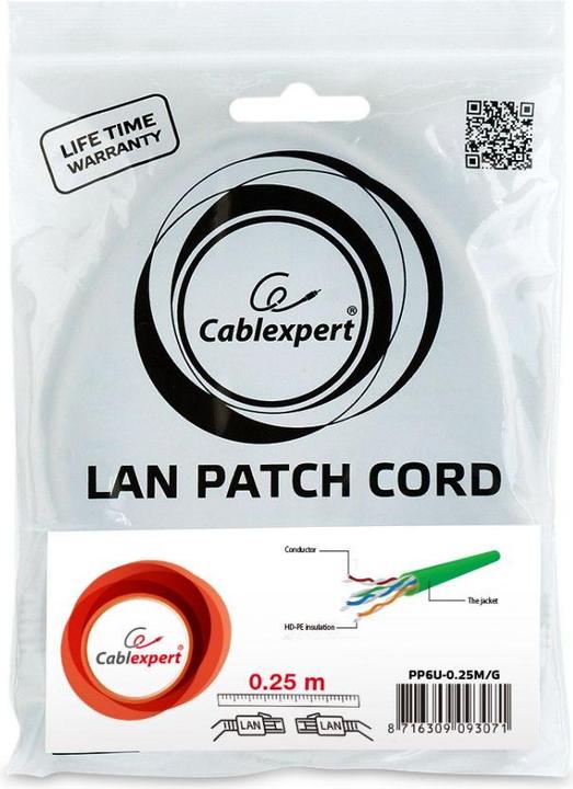 Actual product image Gembird Patch cable (U/UTP, CAT6, 0.25 m)