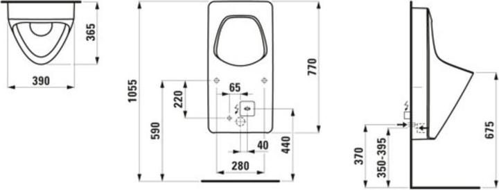 Actual product image Laufen Antero suction urinal, L/W/H: 380/365/770 mm, with flushing rim, with electric control, Bluet