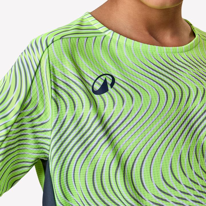 Image du produit Kipsta Maillot De Football Enfant Manches Courtes Viralto Wave Jaune Fluo, Gris,Noir (6, 7, 8)