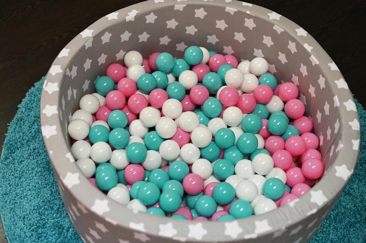 Actual product image Knorrtoys Ball pool soft - "Grey white stars" - 300 balls rose/cream/lightblue