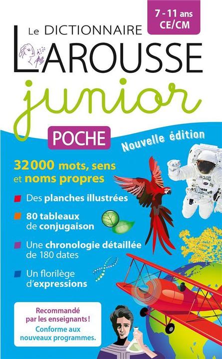 Immagine prodotto Le dictionnaire Larousse junior poche, 7-11 ans, CE-CM (Francese, Collettività, 2024)