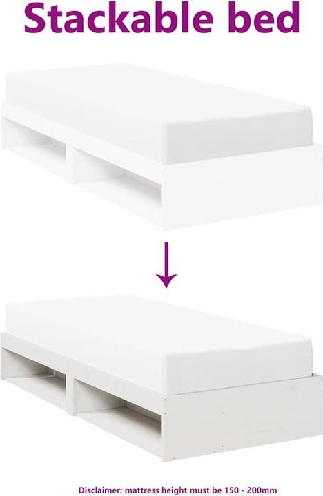 Produktbild VidaXL Tagesbett ohne Matratze Weiss 100x200 cm Massivholz Kiefer Sofabett (100 x 200 cm)
