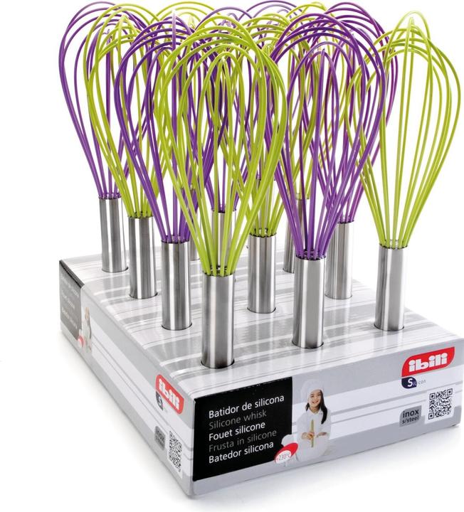 Immagine prodotto Ibili Frullino in silicone verde, viola 25 cm Resistente al calore, senza graffi