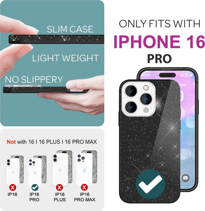 Produktbild Nalia Glitzer Hybrid Hülle (Apple iPhone 16 Pro)